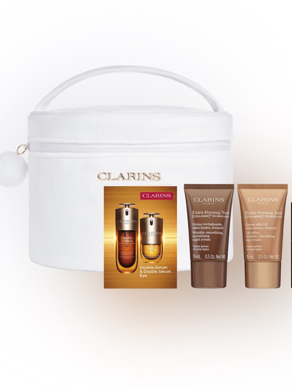 Clarins 5-pc Extra-Firming Day Night Cream Double Serum Mascara Vanity New GWP